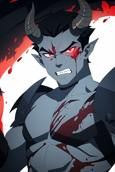 3978524520-3186012544-1boy, male focus, blood, red eyes, solo, horns, teeth, clenched teeth, wings, demon boy, colored skin, demon wings, looking at v.png